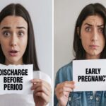 Visual comparison of discharge differences before period vs. early pregnancy.