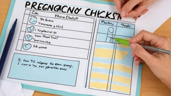 Pregnancy checklist for expecting parents, featuring important tasks and milestones for a healthy pregnancy