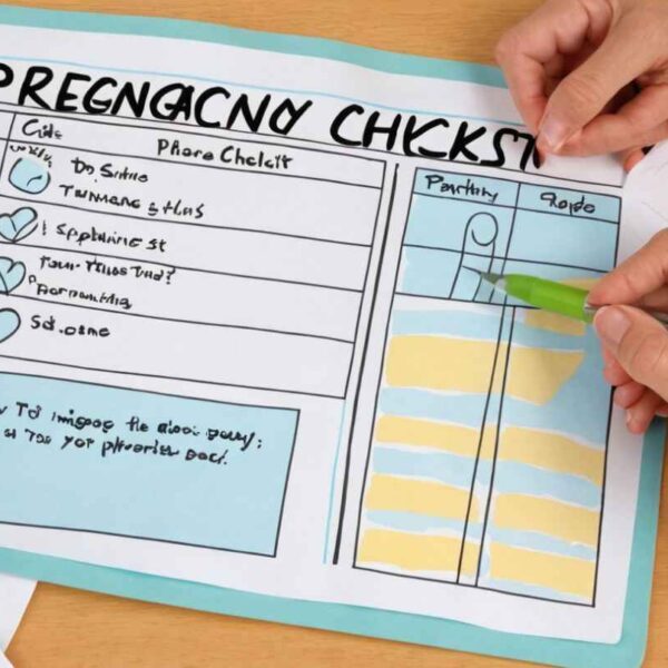 Pregnancy checklist for expecting parents, featuring important tasks and milestones for a healthy pregnancy