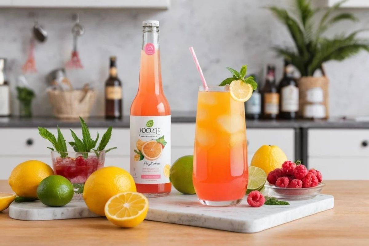 Pregnancy mocktail in a glass, showcasing a vibrant, alcohol-free drink designed for expectant mothers.