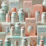 Image of various fertility supplements, highlighting key ingredients like Folic Acid, CoQ10, Inositol, and Vitamin D, designed to support women’s reproductive health