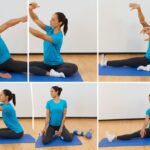 Pregnant woman doing stretches to support body flexibility and comfort during pregnancy.