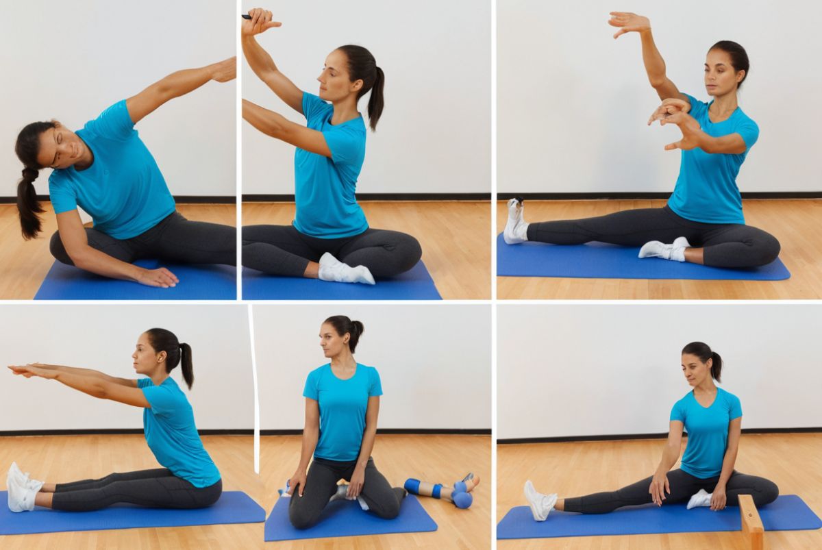 Pregnant woman doing stretches to support body flexibility and comfort during pregnancy.