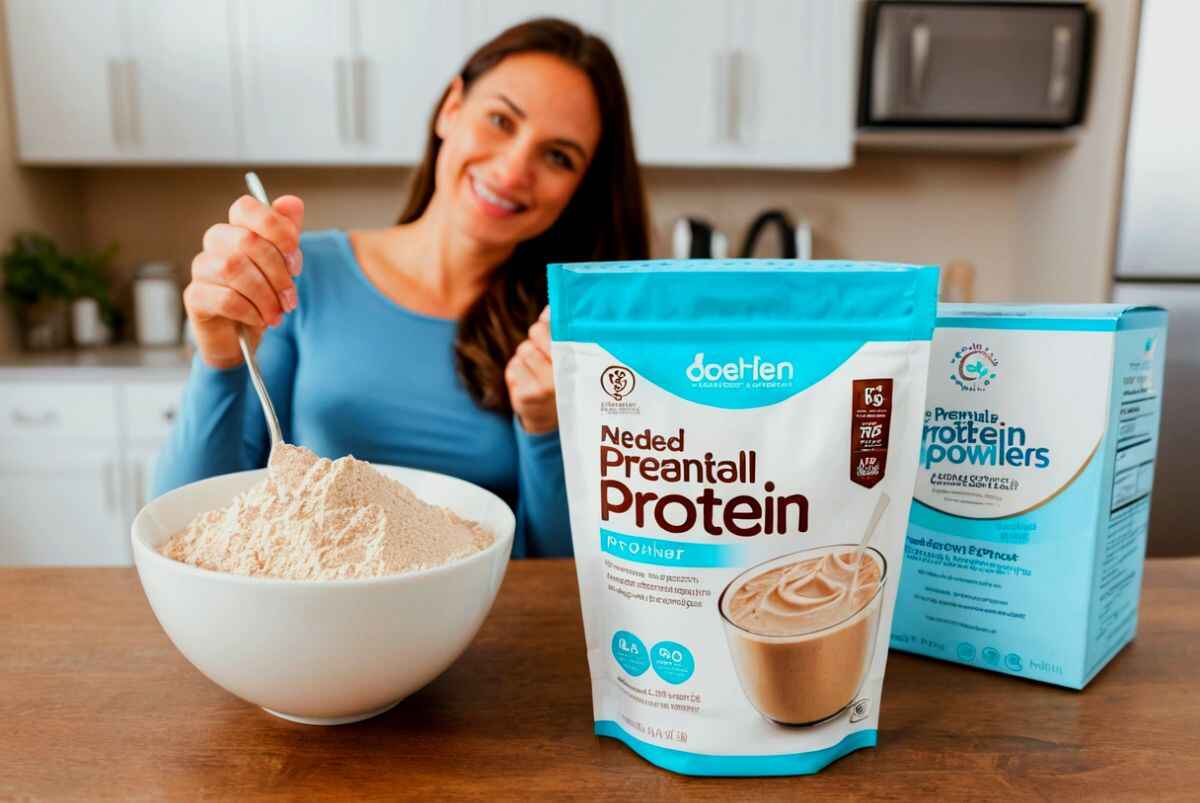 Protein powder options suitable for pregnancy, showcasing a clean and healthy choice for expectant mothers